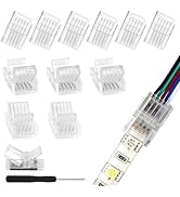 VIPMOON 12Pcs 5 Pin RGBW LED Light Strip Connectors 10mm Strip to Wire RGBW Connector Quick Conne...