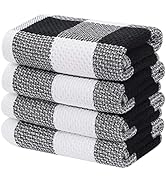 Homaxy 100% Cotton Waffle Weave Check Plaid Kitchen Towels, 13 x 28 Inches, Super Soft and Absorb...