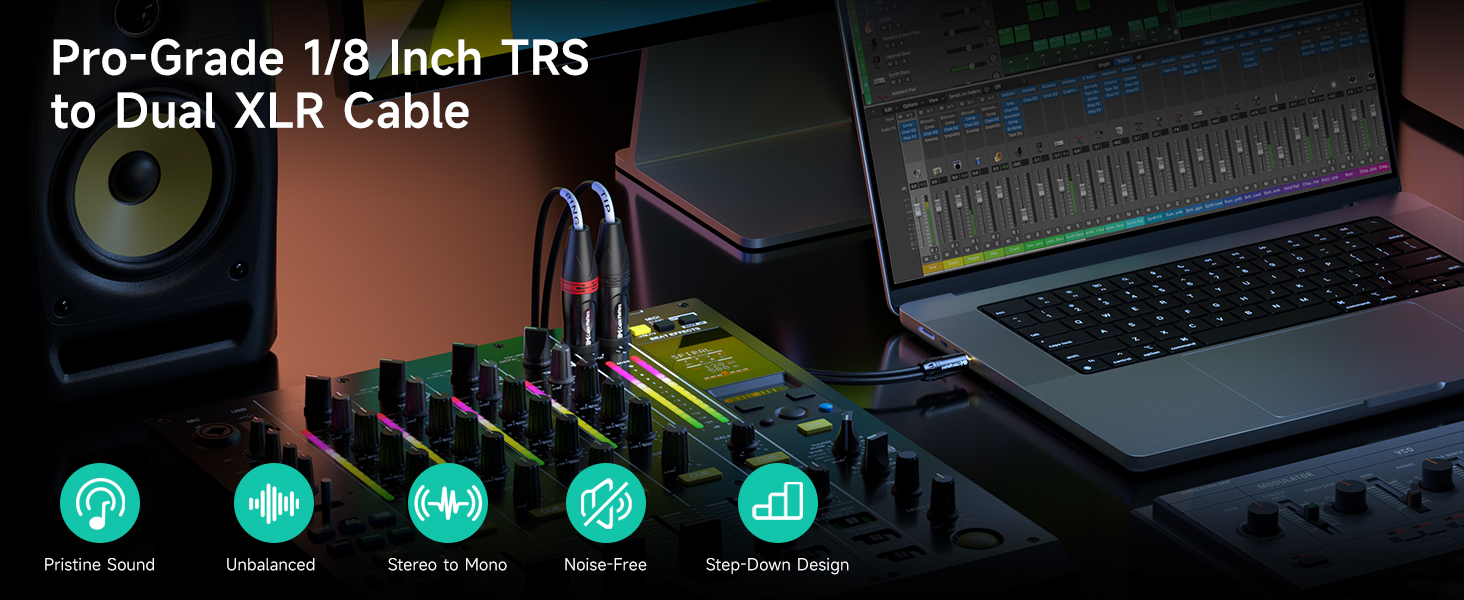 TRS to Dual 6.35mm TS Breakout Cable