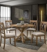 Roundhill Furniture Windvale Cross-Buck Wood 5-Piece Dining Set in Cottage Oak