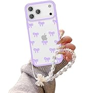 EYZUTAK Case for iPhone 17 Pro Max, Clear Cute Ribbon Bowknot Aesthetic Phone Case with Charm Bra...