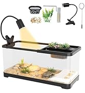 5.3 Gallon Turtle Tank, 9 in 1 Turtle Tank Kit with Climbing Platform, Adjustable Lamp, 3 Modes F...