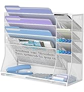 JMHUD Wall Mounted File Organizer, 5-Tier Desk Organizer with 4 Pen Holders, Wall Organizer for O...