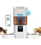 Frienhund Automatic Cat Feeder with Slow Feed for 2 Cats: 5G WiFi Automatic Dog Feeder with 7L La...