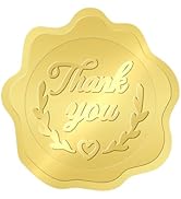 G2PLUS 300PCS Embossed Gold Foil Stickers, Gold Thank You Embossed Stickers, Embossed Wax Seal Lo...