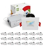 ASD 2 Inch LED Recessed Lighting with Junction Box, 5 CCT 2700K-5000K CRI 90+, 8W 615 Lumens, Squ...