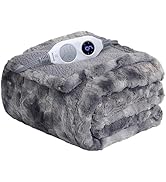 Westinghouse Electric Throw Blanket, Faux Fur Heated Blanket with 6 Heating Levels &amp; 2-10 Hours A...
