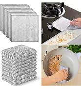 AIERSA Multipurpose Wire Dishwashing Rags for Wet and Dry,Easily Removes Stubborn Oil Stains,8Pcs...