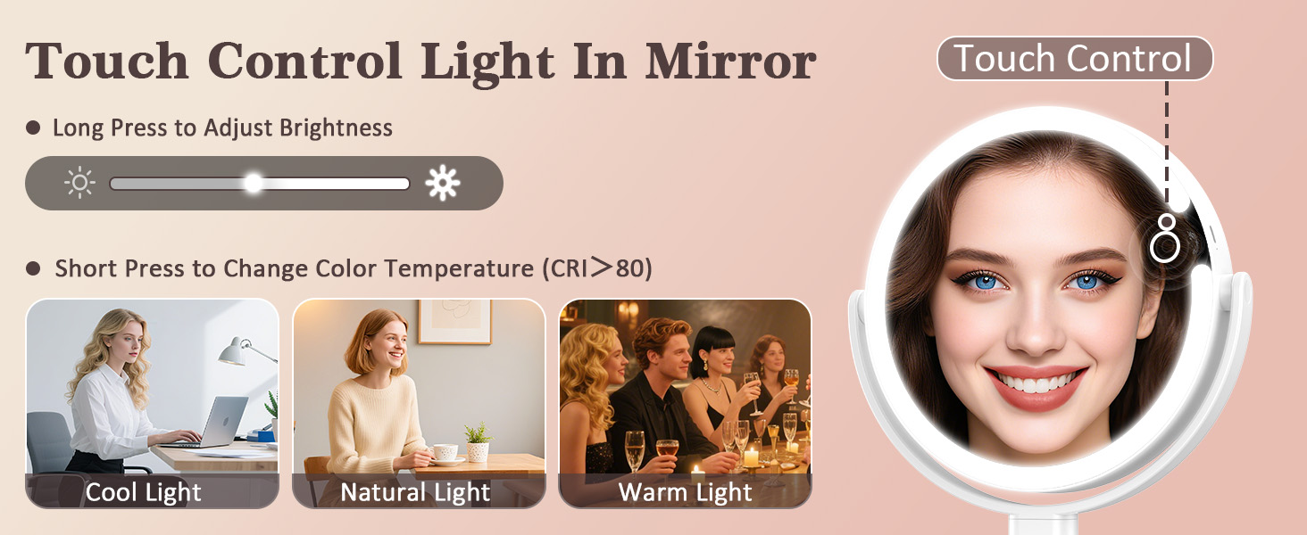 Mirror with 3 lights