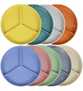 MKYHBOO Divided Plates Set, Wheat Straw Portion Control Plate, Reusable Round Divided Plates for ...