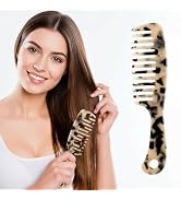 Large Wide Tooth Hair Comb, LADYAMZ [Tortoise Shell] Cellulose Acetate Round Tooth Comb for Strai...