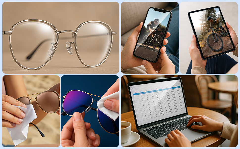 Lens wipe for eyeglasse, phone, pad, computer, screen, electronic, sunglasses and laptop