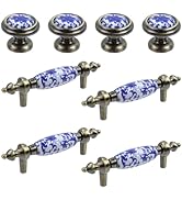 MY MIRONEY Ceramic Drawer Pulls and knobs Blue and White Porcelain&amp;Zinc Alloy pull for CloPCS, Ca...