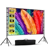 180 inch Projector Screen and Stand, Wootfairy Portable and Foldable Projection Screen 4K HD 16:9...
