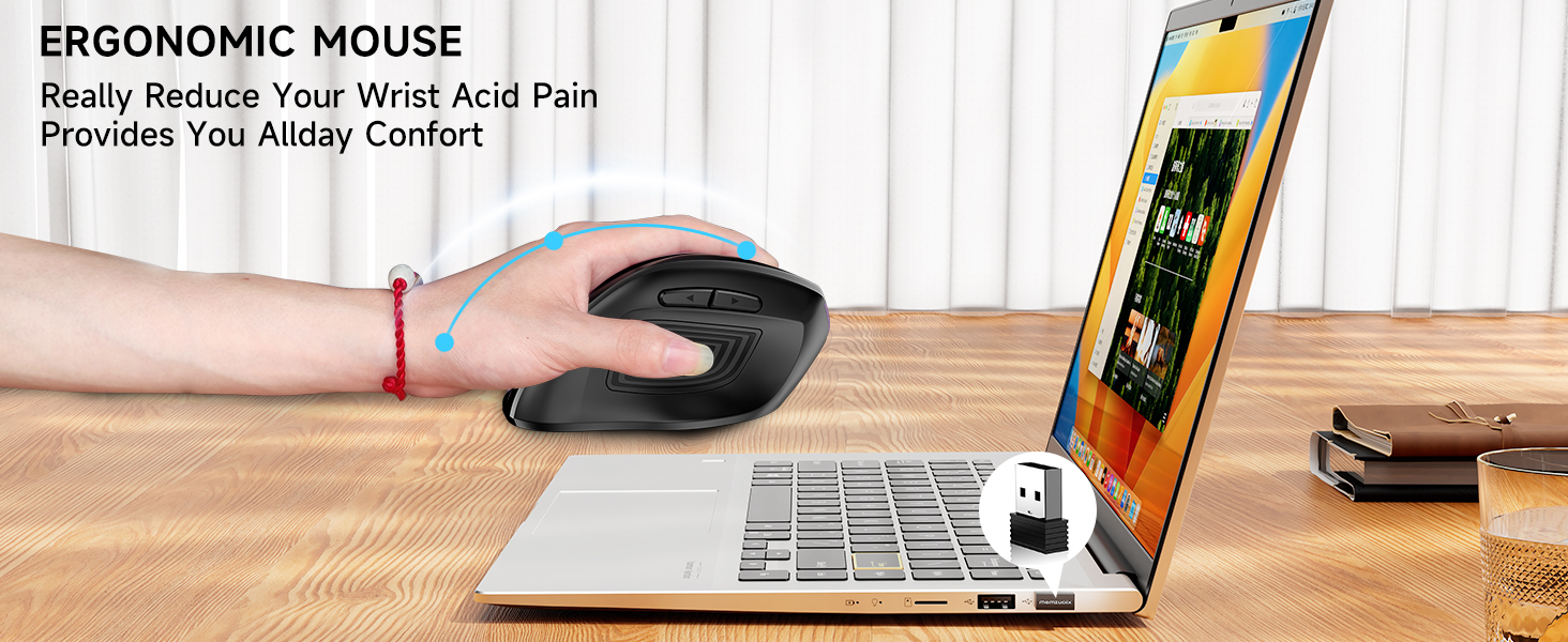 wireless ergonomic mouse 2.4G optical cordless mice vertical wireless mouse black