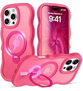 Amzfield for iPhone 16 Pro Max Case with 360° Spin Magnetic Stand [Compatible with MagSafe] Cute ...