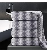 4 Piece Bath Towel Gray Oversized Bath Sheet 35"x70" Bathroom Towel Extra Large Bath Towel Set So...