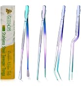 GEEKHOM Tweezer Tongs for Cooking, [4 Pack]12-inch Fine Long Food Tongs, Stainless Steel Kitchen ...