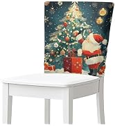 Doojoayie Chrsitmas Cover for Chairs Dining Room Decorations Santa Gifts Chair Slipcover Removabl...