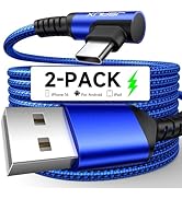 JSAUX USB C Cable [2-Pack 6.6ft], 3.1A Type C Charger Fast Charging Cord Right Angle Compatible w...