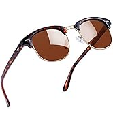 Joopin Vintage Semi Rimless Sunglasses Half Frame Sun Glasses Polarized UV Protection Browline Sh...