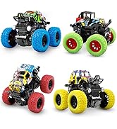 M SANMERSEN Monster Truck Toys for Ages 2-4, Friction Cars for Toddlers 1-3 Push and Go 360° Rota...