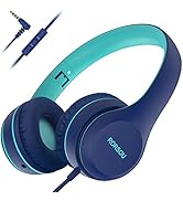 RORSOU K5 Kids Headphones with Microphone for shchool, Volume Limiter 85/94dB, Foldable Stereo Ta...