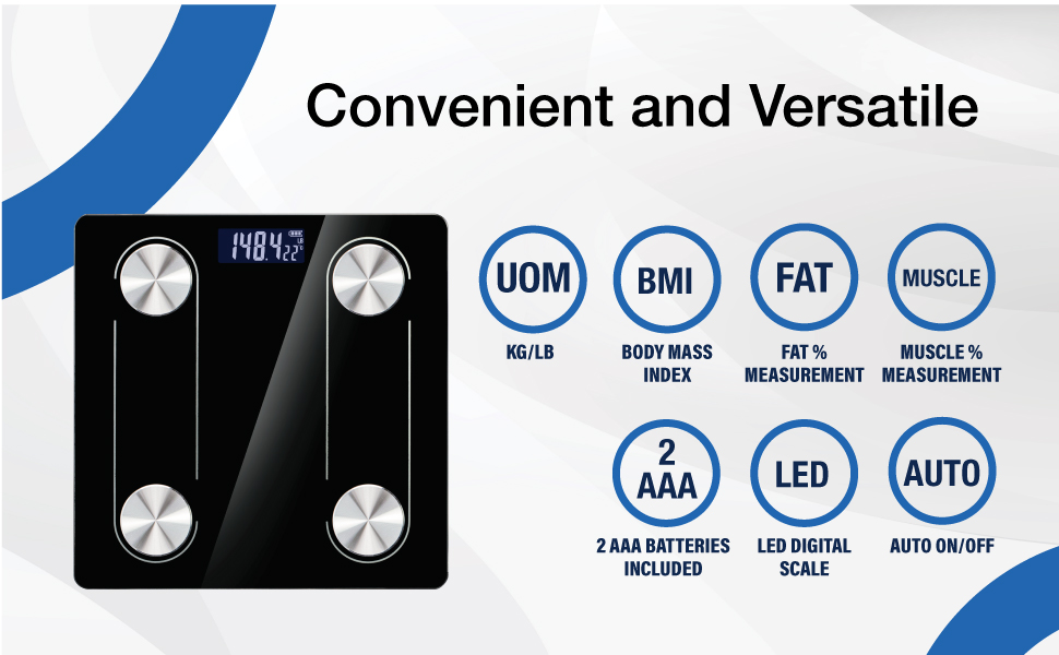 Smart Scale with BMI, Body Fat &amp;amp; Muscle Mass Tracking, Household Essentials for Daily Living
