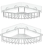 SMARTAKE 2-Pack Corner Shower Caddy, SUS304 Stainless Steel, Wall Mounted Bathroom Shelf with Adh...