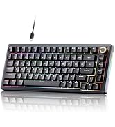 TMKB T81E Mechanical Gaming Keyboard, 75% Gasket Mount Wired Keyboard with Knob & 5-Layer Sound D...