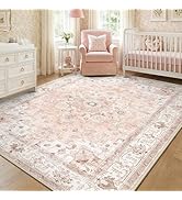 CAPALOCA Machine Washable Rugs Nursery Rug 8x10 Cute Girl Non Slip Low Pile Water Repellent Soft ...
