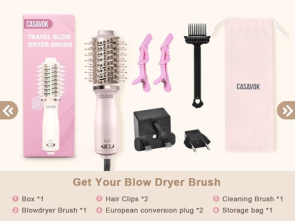 Dual Voltage Hair Dryer Brush for Travel