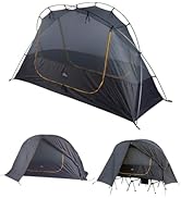 iClimb Ultralight 4 Season Solo Tent Waterproof with Snow Skirt Rainfly, Ground/Off The Ground Te...