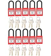 MEKOTRIN Lockout Tagout Locks, 10pcs Red Loto Locks Set, Loto Safety Padlock, Keyed Different wit...