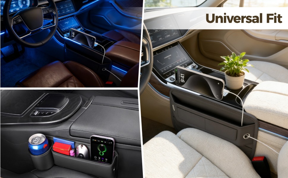 Car Seat Gap Filler Organizer,Center Console Organizer,Excellent Leather Car Organizer