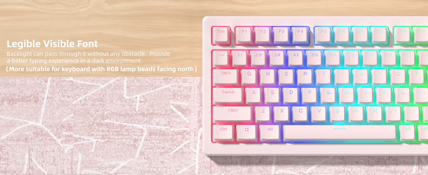 Womier Pudding Keycaps, Black PBT Keycaps 60 65 75 100 Percent 130 Keys, Shine Through Key Cap