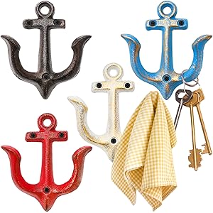 Yarlung 4 Pack Vintage Nautical Anchor Design Wall Hooks