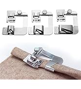 YEQIN 3 Pcs Adjustable Rolled Hem Foot (1 Inch, 1/2 Inch, 3/4 Inch) Sewing Machine Presser Foot H...