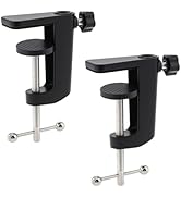 Lifexciting 2pcs Heavy-Duty Metal Desk Clamp, Table Mount Mic Stand Holder Bracket C Clip for Mic...