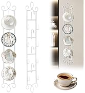 WHXGG 2 Pack Tea Cup Display Rack Vertical Wall Cup Rack Set 4 Tiers Wall Mounted Cups Plate Hold...
