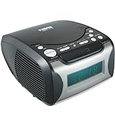NAXA Electronics NRC-175 Digital Alarm Clock Tuning AM/FM Radio and CD Player - Black Lacquer