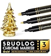 SRUOLOC 3Pcs Liquid Gold Paint Markers, Oil-based Permanent Chrome Maker, Gloss Mirror Marker Rep...