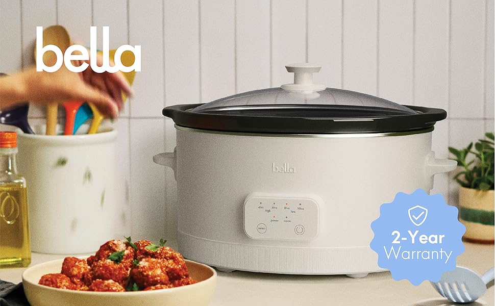 bella 6 Qt Programmable Slow Cooker, Oatmilk