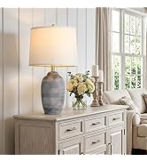 Vortether 24.5" Vintage Ceramic Table Lamp Single-Rustic Boho Accent Nightstand Lamps for Bedroom...