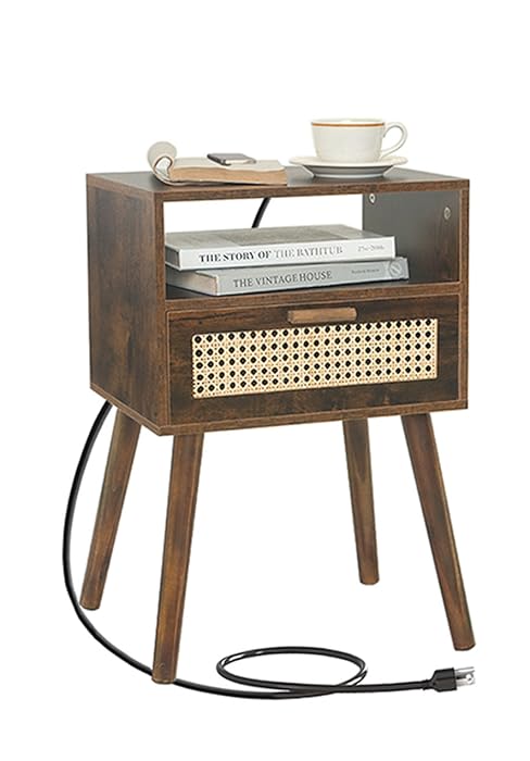 mid century nightstand with charging