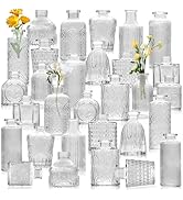 30 Pcs Glass Bud Vase Set,Clear Glass Vases for Flower Centerpieces Wedding &amp; Party Decor,Home Ta...
