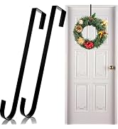 Vhxmaizxn 12 in Wreath Hanger Black Wreath Hangers for Front Door 2 Pack Wreaths Hangers Hook Ove...