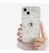 FABSPARK Case for iPhone 15 Pro Max,Transparent Clear Cute Flower Floral Pattern Wave Design Curl...