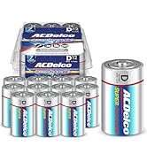 ACDelco 12-Count D Batteries, Maximum Power Super Alkaline Battery, 7-Year Shelf Life, Recloseabl...