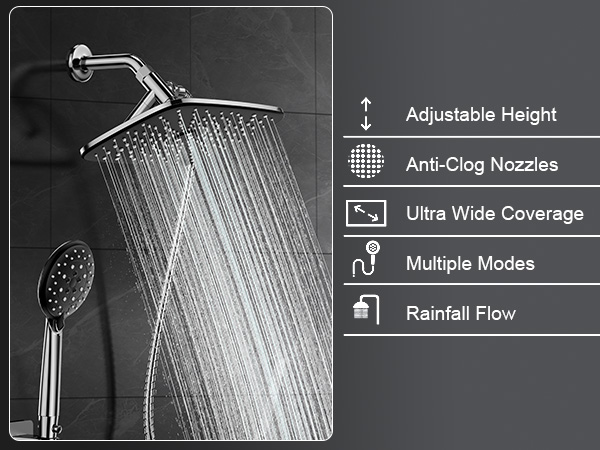 veken shower head rain shower head shower heads with handheld spray combo bathroom accessories